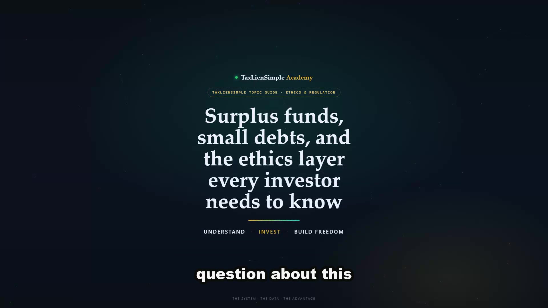 Topic Guides, lesson 02: Ethics and surplus funds